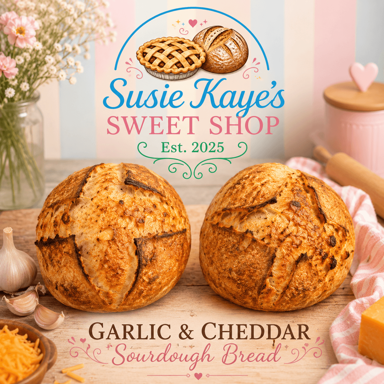 Garlic & Cheddar Cheese Sourdough Bread